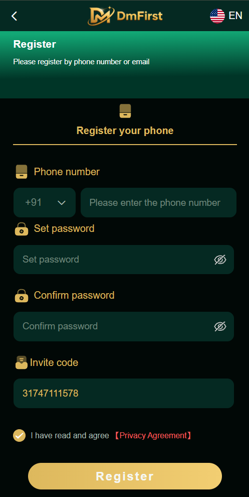 DmFirst Registration Steps